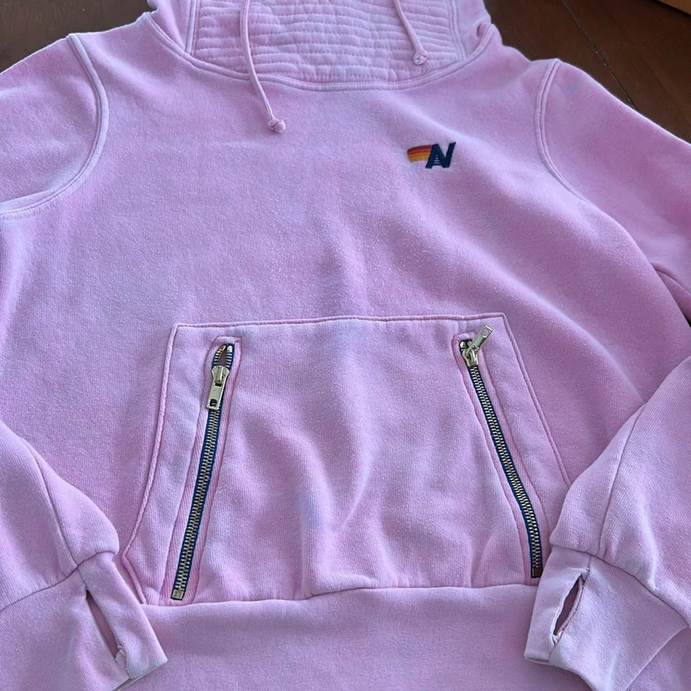 Aviator nation pink hoodie sweatshirt zip pocket - Picture 9 of 16
